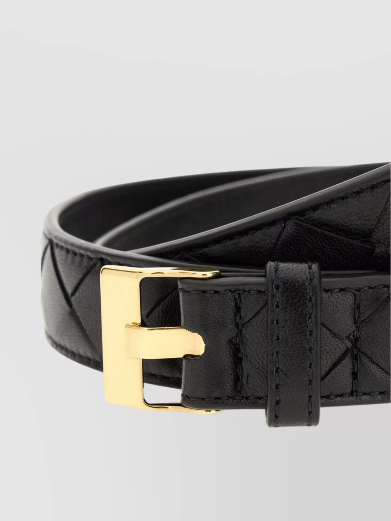 BOTTEGA VENETA LEATHER BELT WITH ADJUSTABLE LENGTH AND QUILTED DESIGN