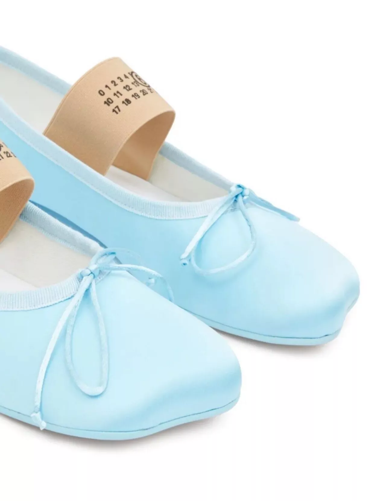 Shop Mm6 Maison Margiela Bow Detail Elasticated Band Ballerina Shoes In Blue
