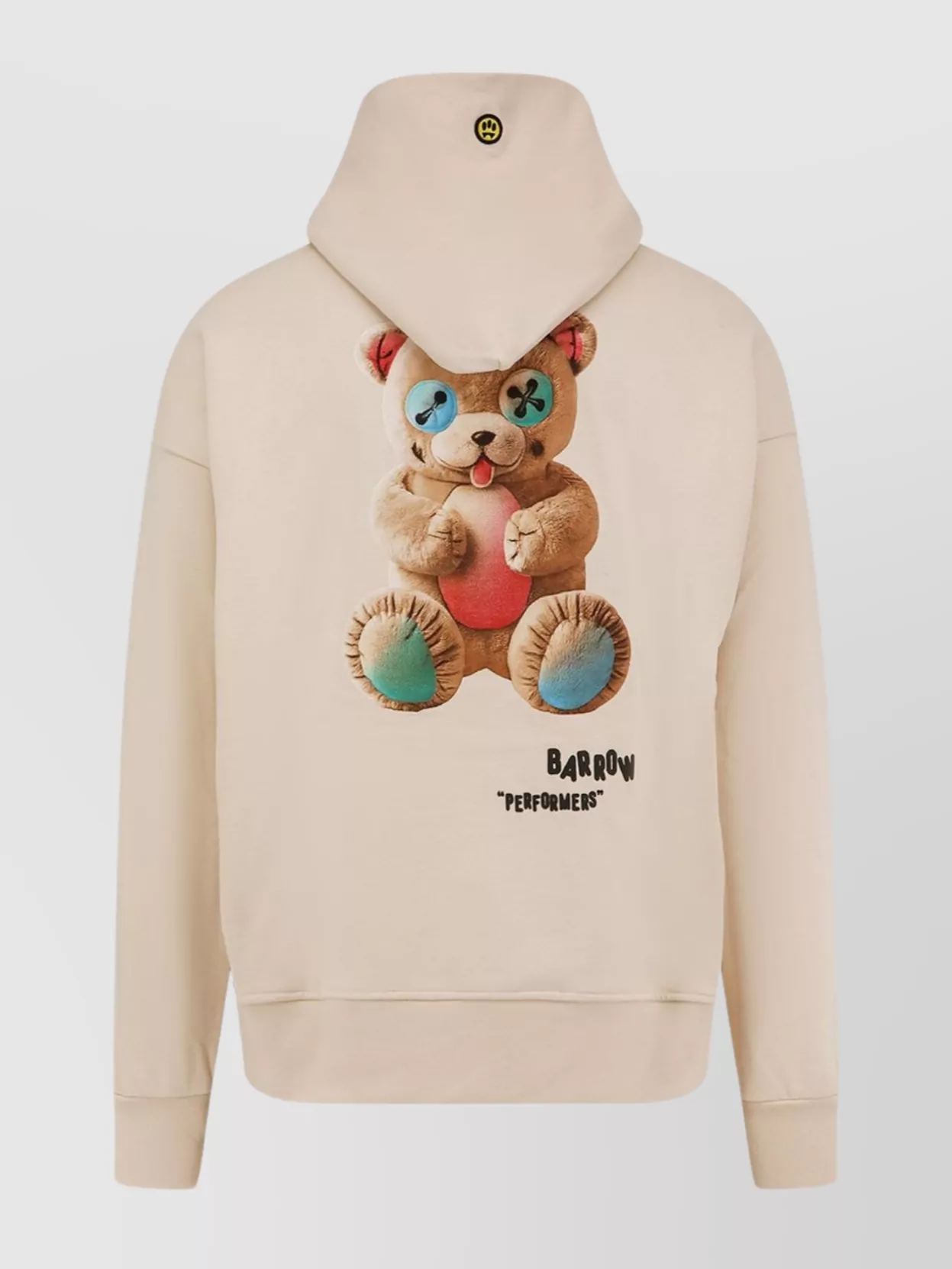 Barrow Hooded Cotton Sweatshirt Back Print In Neutral