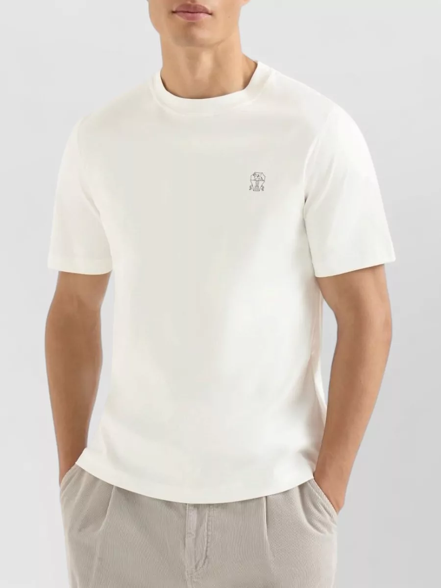 Brunello Cucinelli Cotton Logo Print Short Sleeve T Shirt