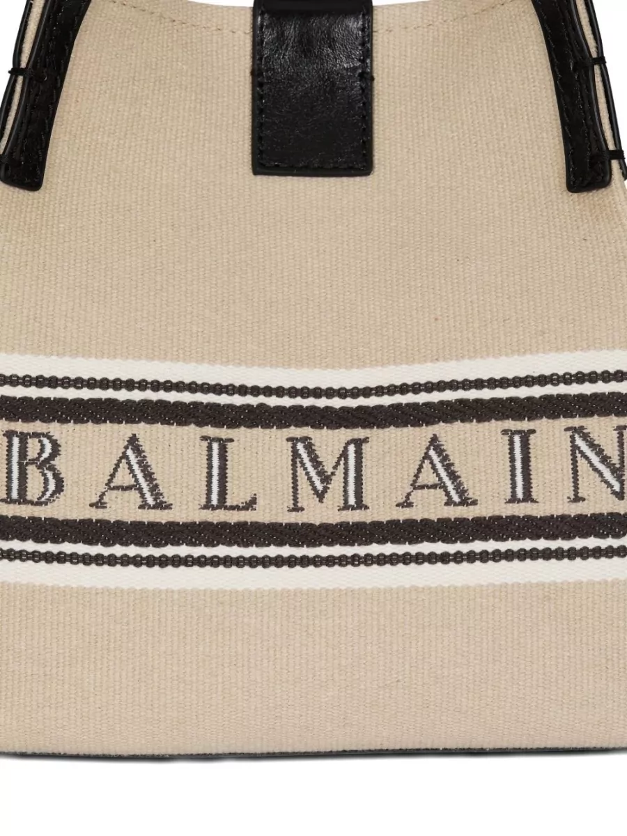 Balmain Canvas Leather Bucket Bag Shoulder Strap
