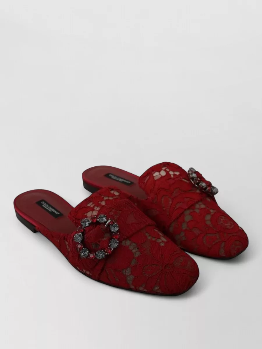 Dolce&Gabbana Crystal Embellished Lace Mules