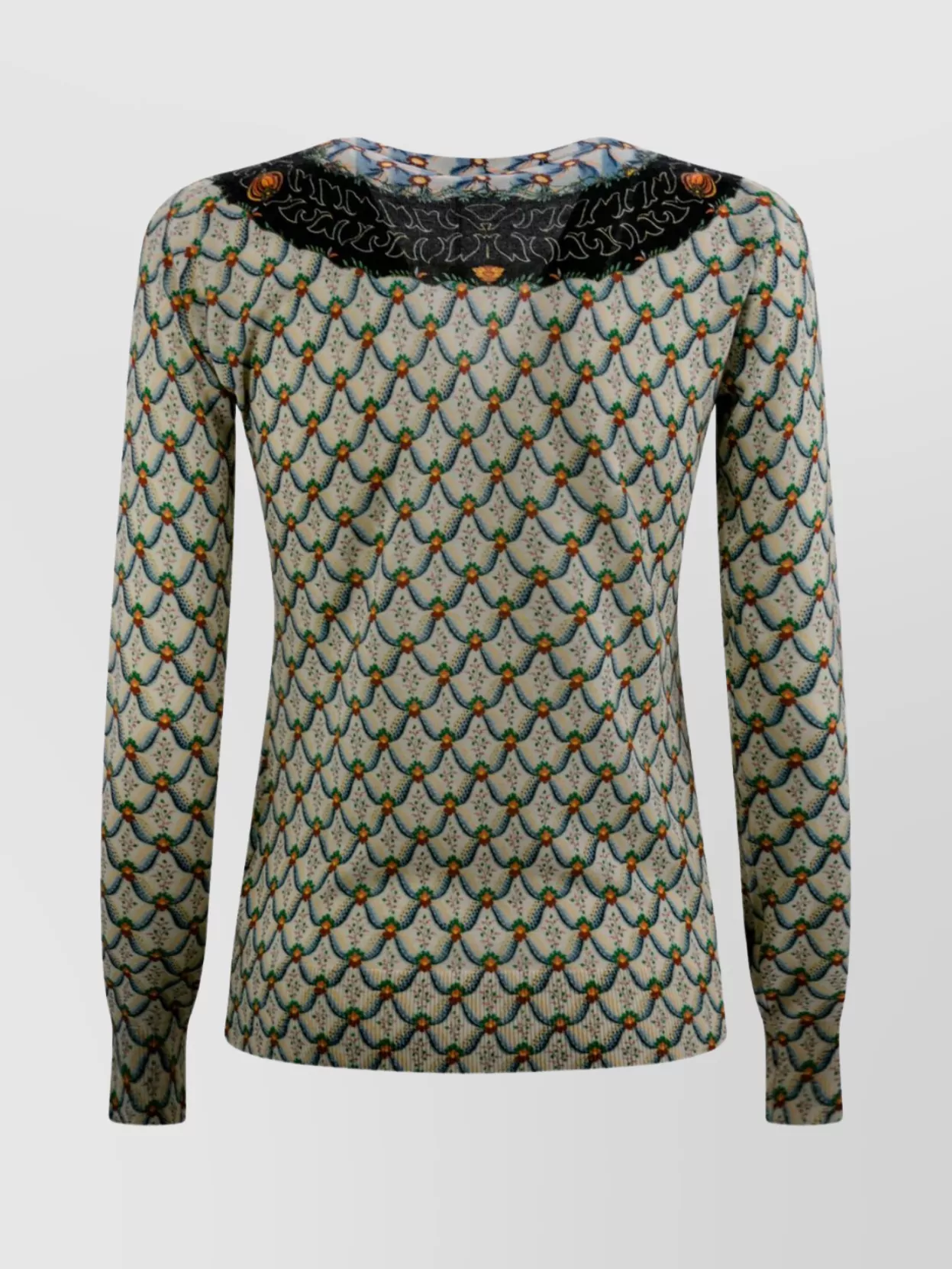Etro Patterned Floral Knit Top With Silk-cashmere Blend