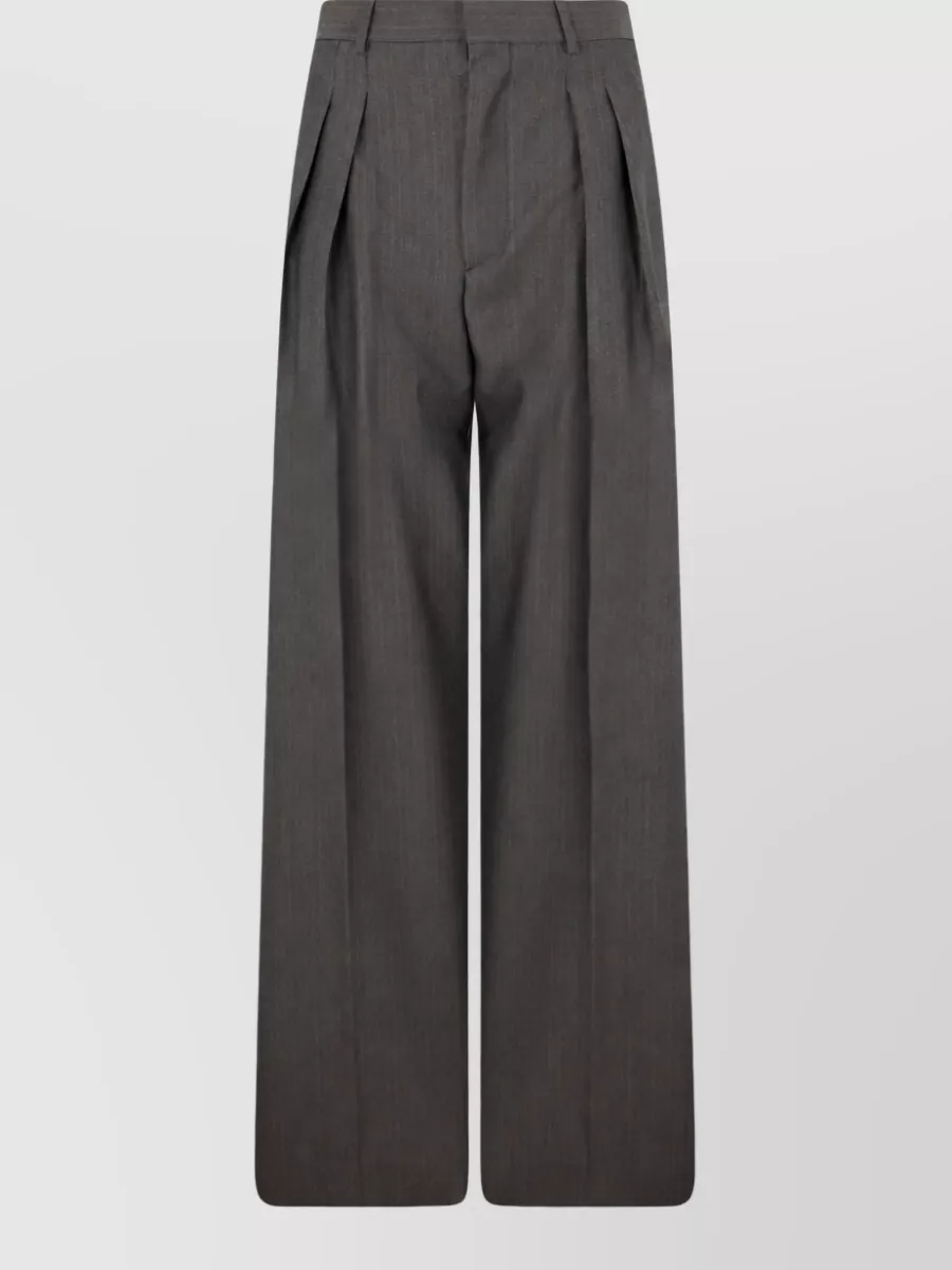 Bottega Veneta Checked High-Rise Pleated Suit Trousers