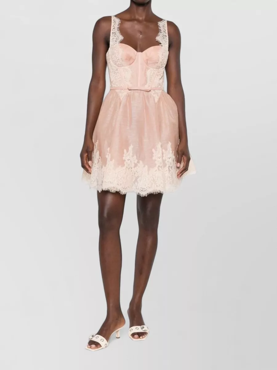 Zimmermann Silk and linen sleeveless sweetheart-neck mini dress