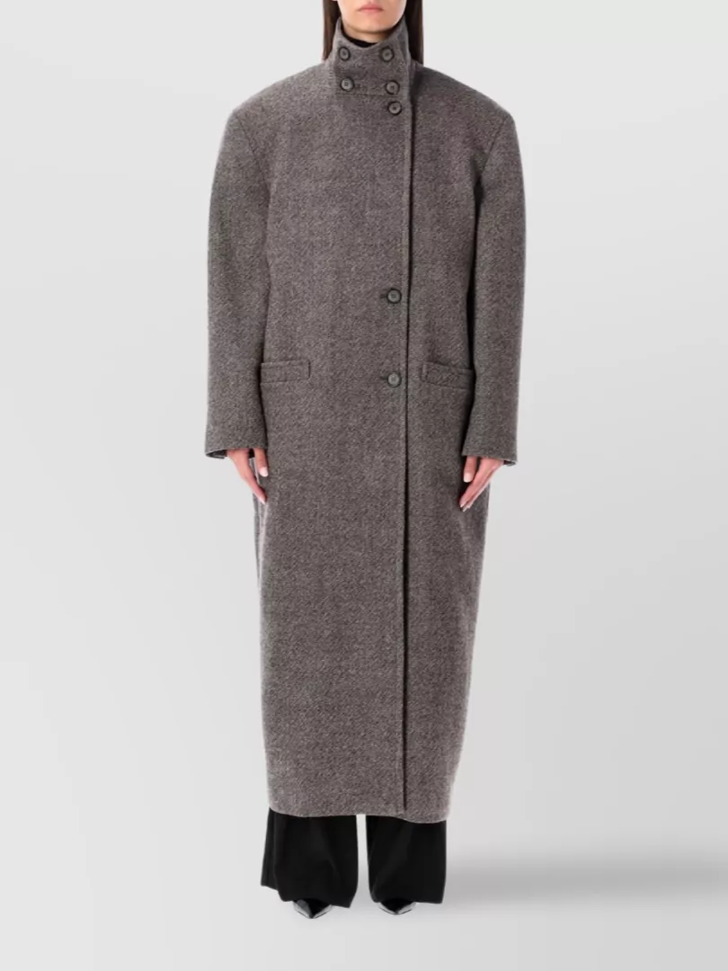 Magda Butrym Oversized Wool Coat Back Vent In Gray