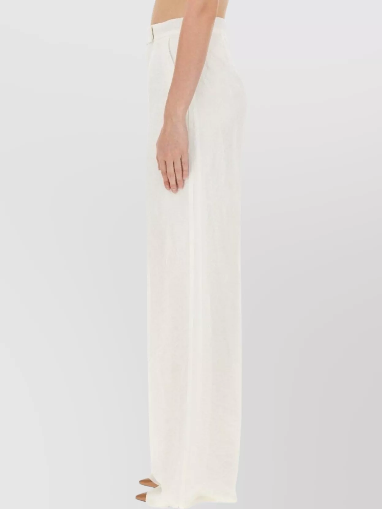 Max Mara High Waist Wide Leg Trousers In White