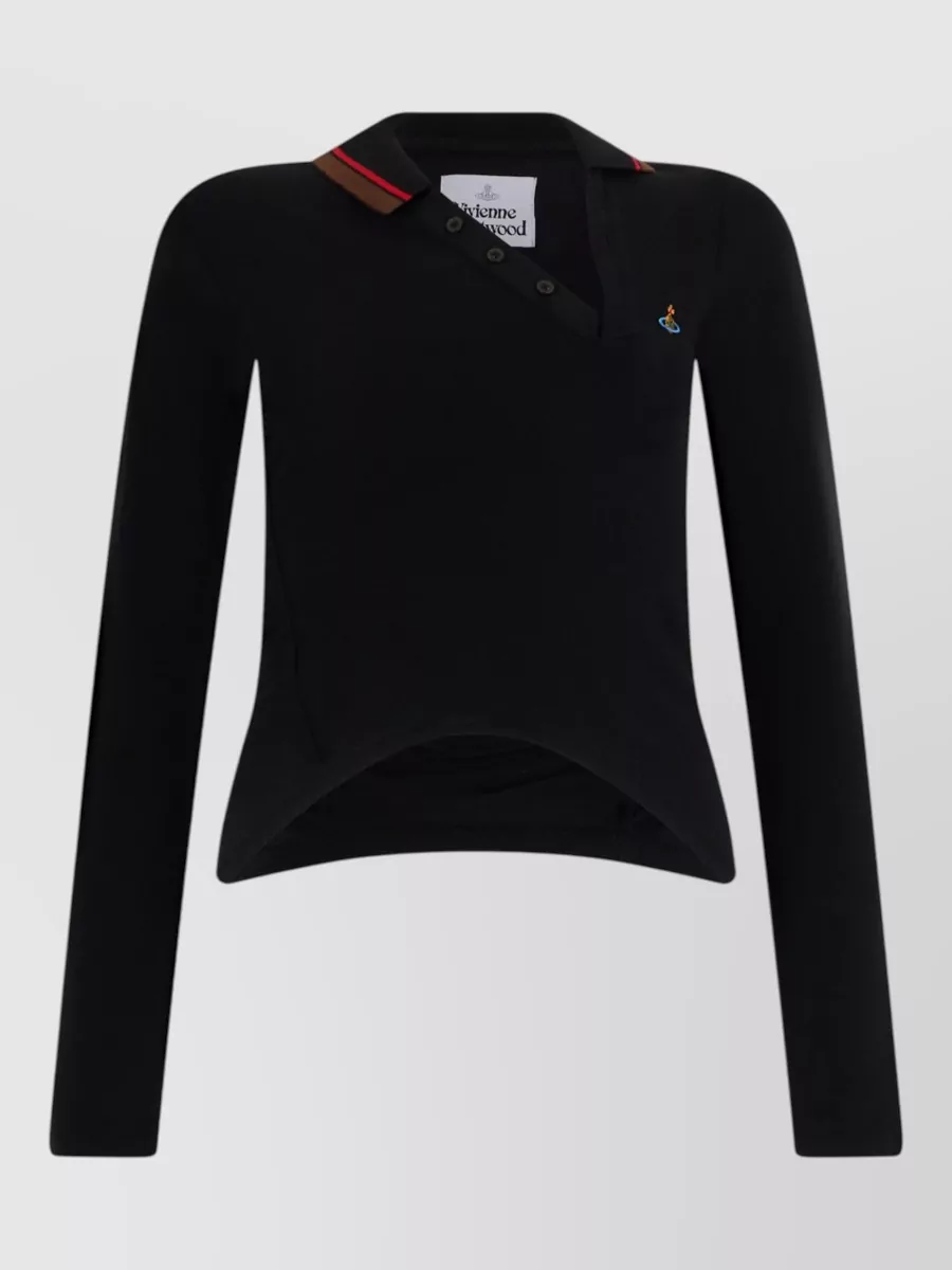 Vivienne Westwood Cotton asymmetric v-neck long-sleeve top