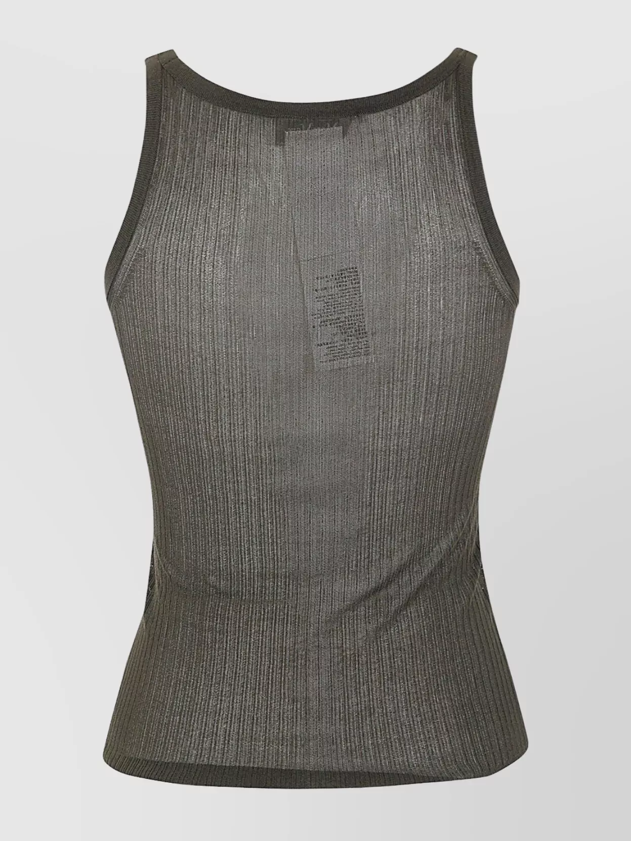 Max Mara Metallic Ribbed Scoop Neck Tank Top In Gray