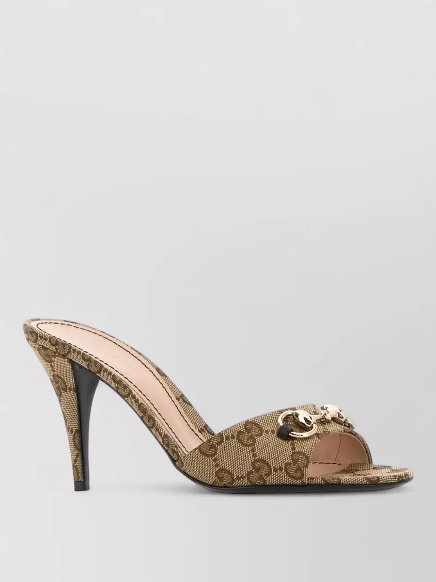 Gucci Logo-Print High-Heel Mules