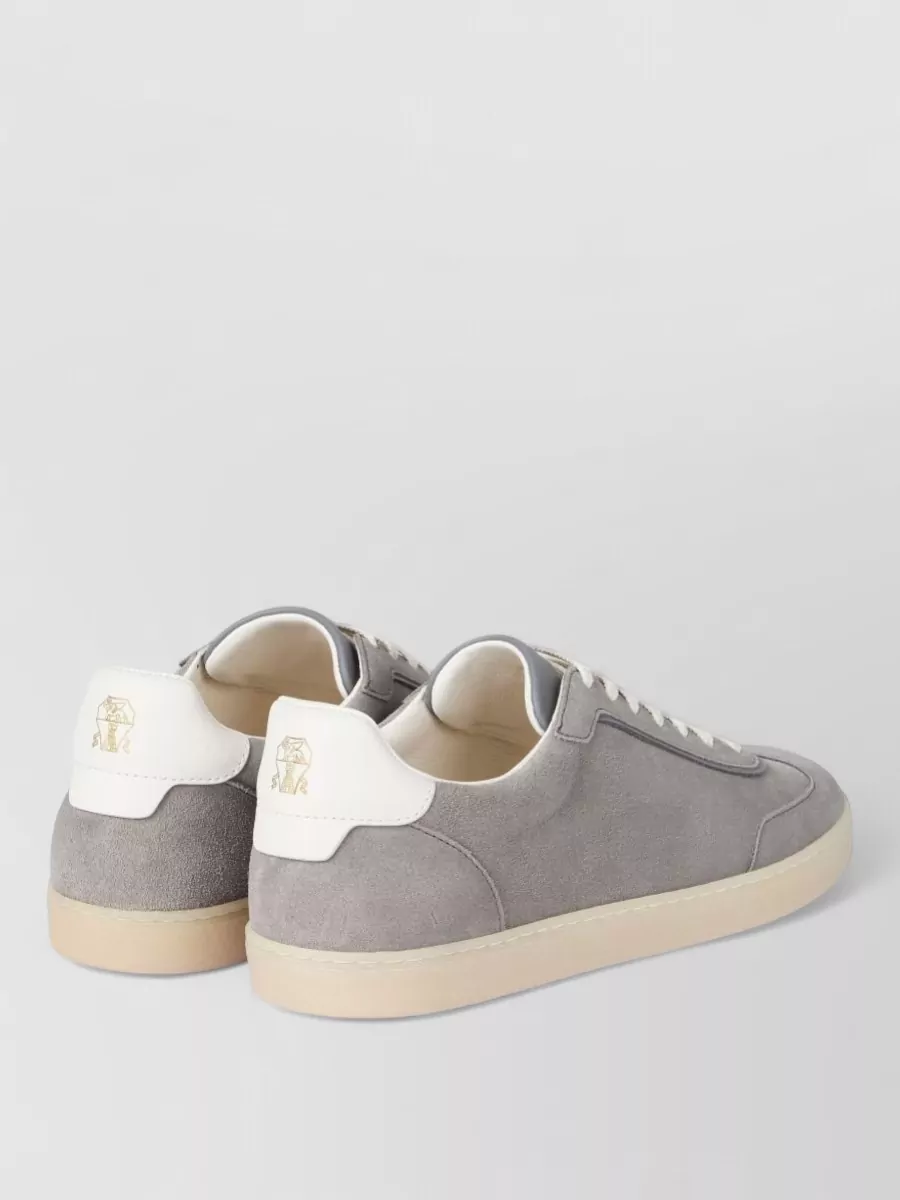 Brunello Cucinelli Stylish Low-Top Leather Sneakers With Contrast Tab