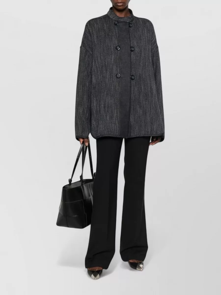 Emporio Armani Wool Herringbone Single-Breasted Coat
