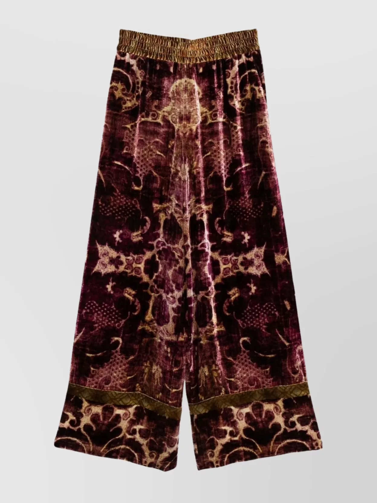Pierre Louise Mascia Luxe Velvet Wide-leg Trousers In Multi