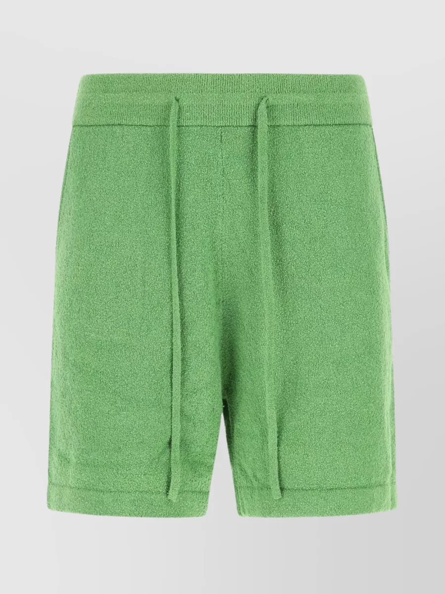 Nanushka Organic Cotton Blend Bermuda Shorts With Stretch And Terry Texture In Green