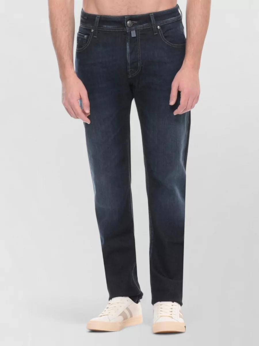 Jacob Cohen Cotton Jeans Straight Leg Belt Loops Handkerchief