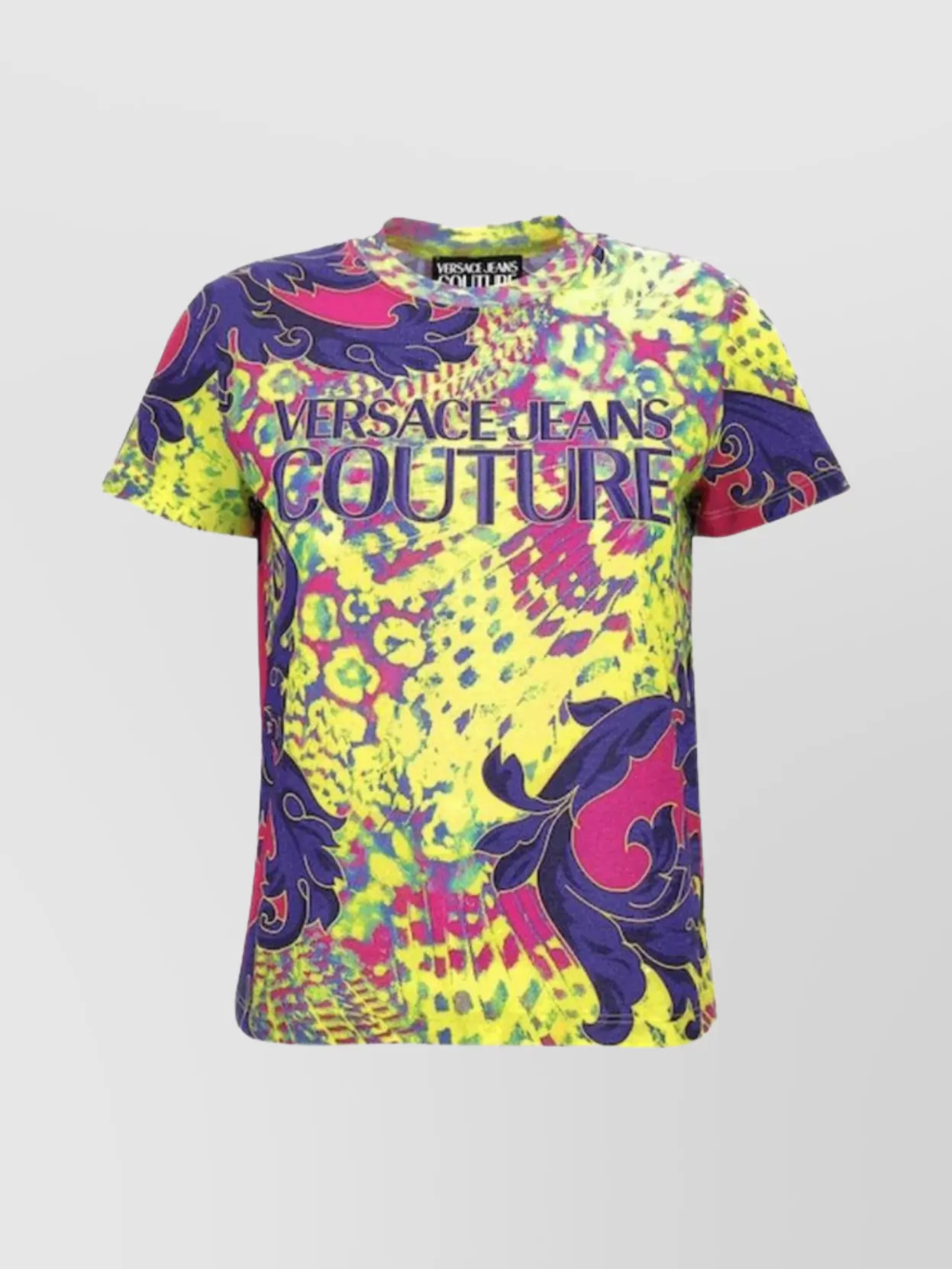 Versace Jeans Couture Crew Neck Graphic Print Short Sleeves Top In Multi