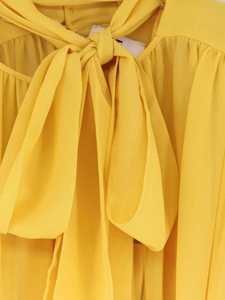 Elisabetta Franchi Silk Shirt Body And Bow Detail