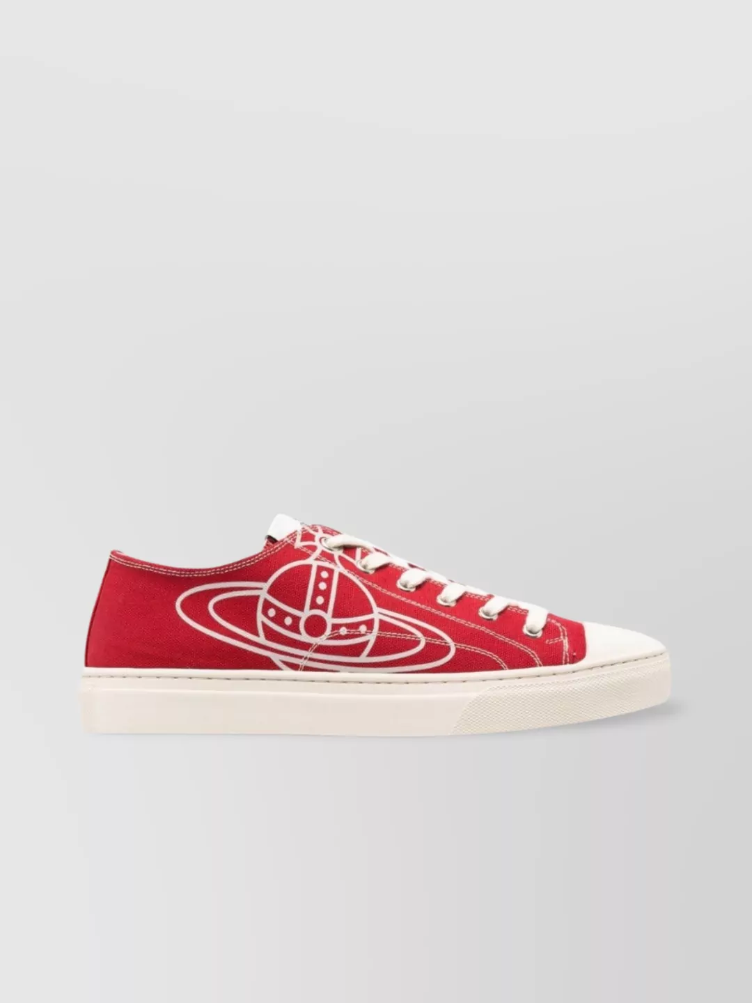 Shop Vivienne Westwood Canvas Sneakers With Round Toe And Rubber Sole In Burgundy