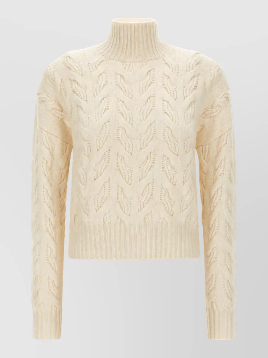 S Max Mara cashmere wool cable-knit turtleneck sweater