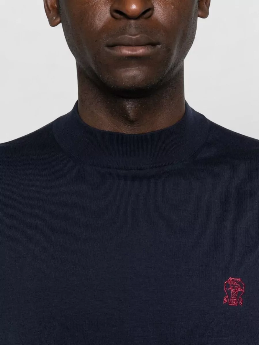 Brunello Cucinelli High Neck Short Sleeve Knit Top