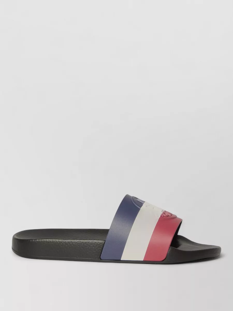 Moncler striped rubber slides