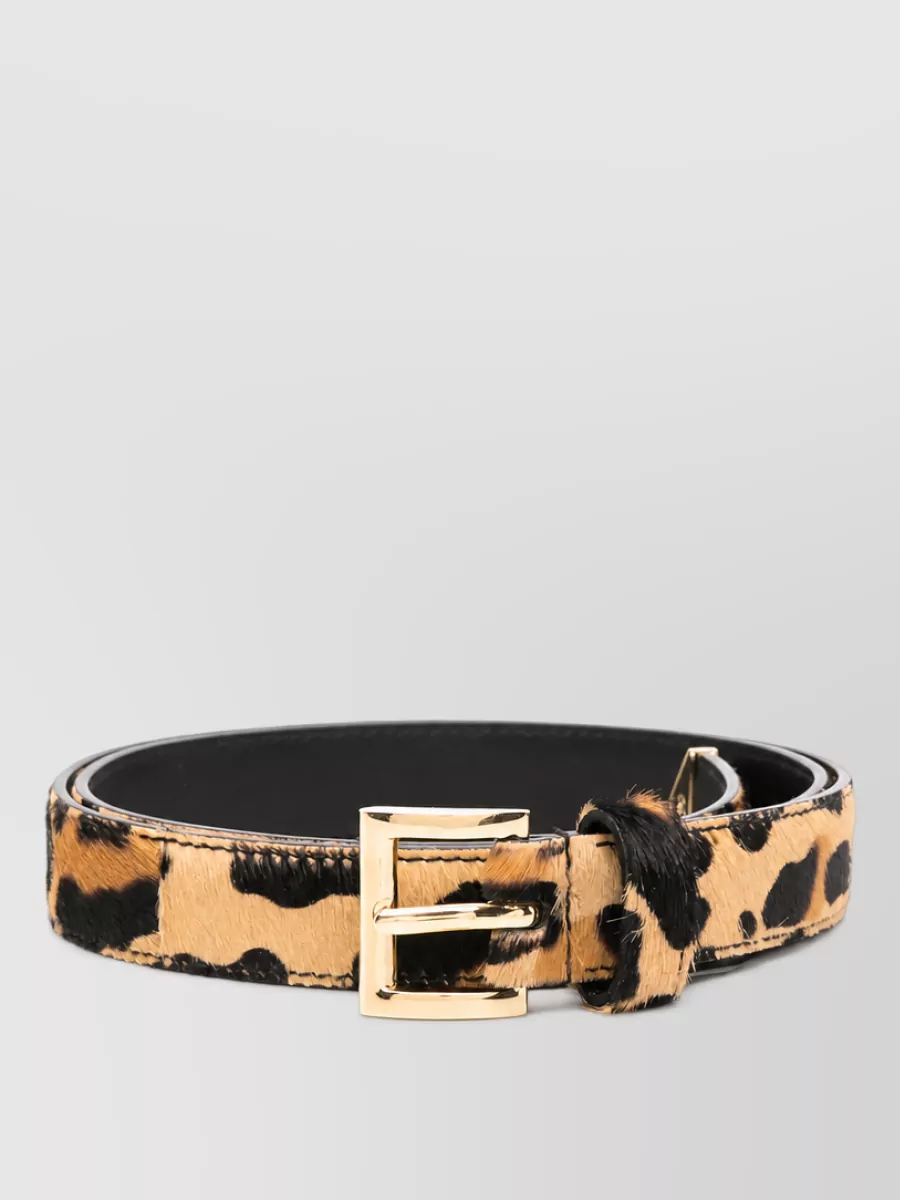 Prada leopard-panel leather belt