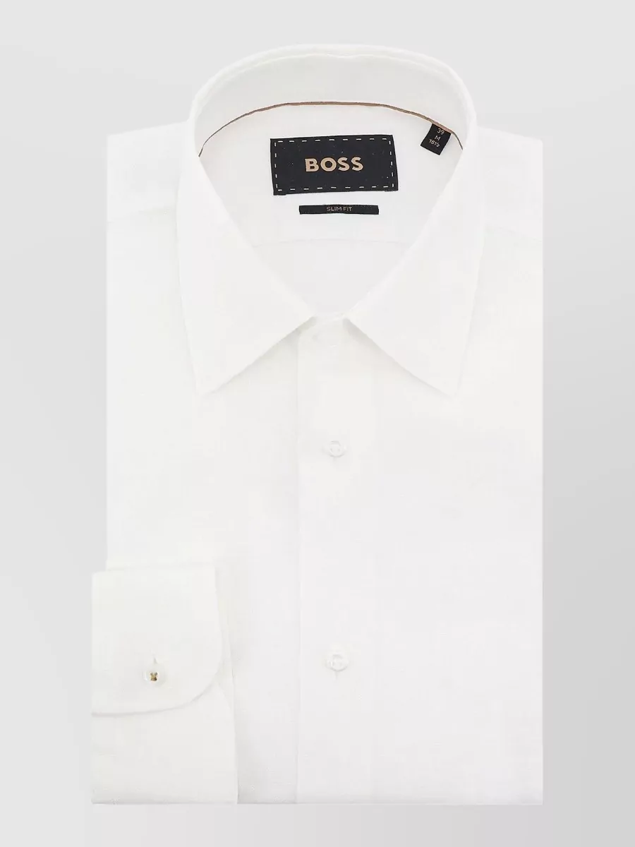 Boss linen slim-fit long-sleeve shirt