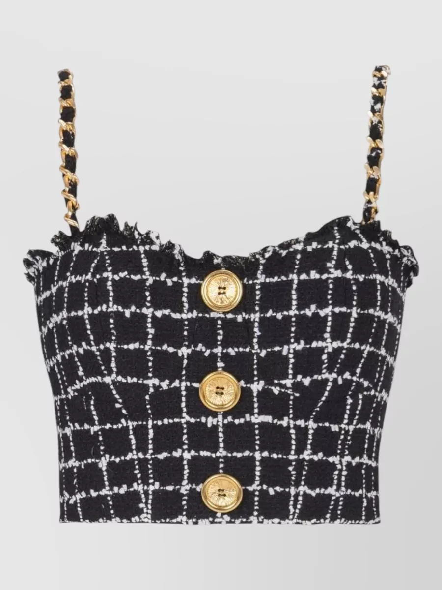 Balmain Buttoned Tweed Tank Top