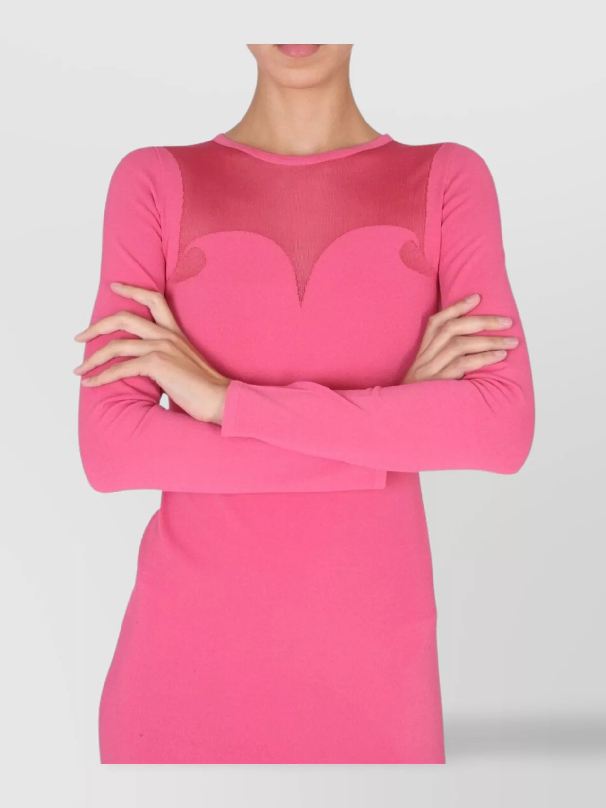 Moschino Crew Neck Mesh Panel Slim Fit Dress