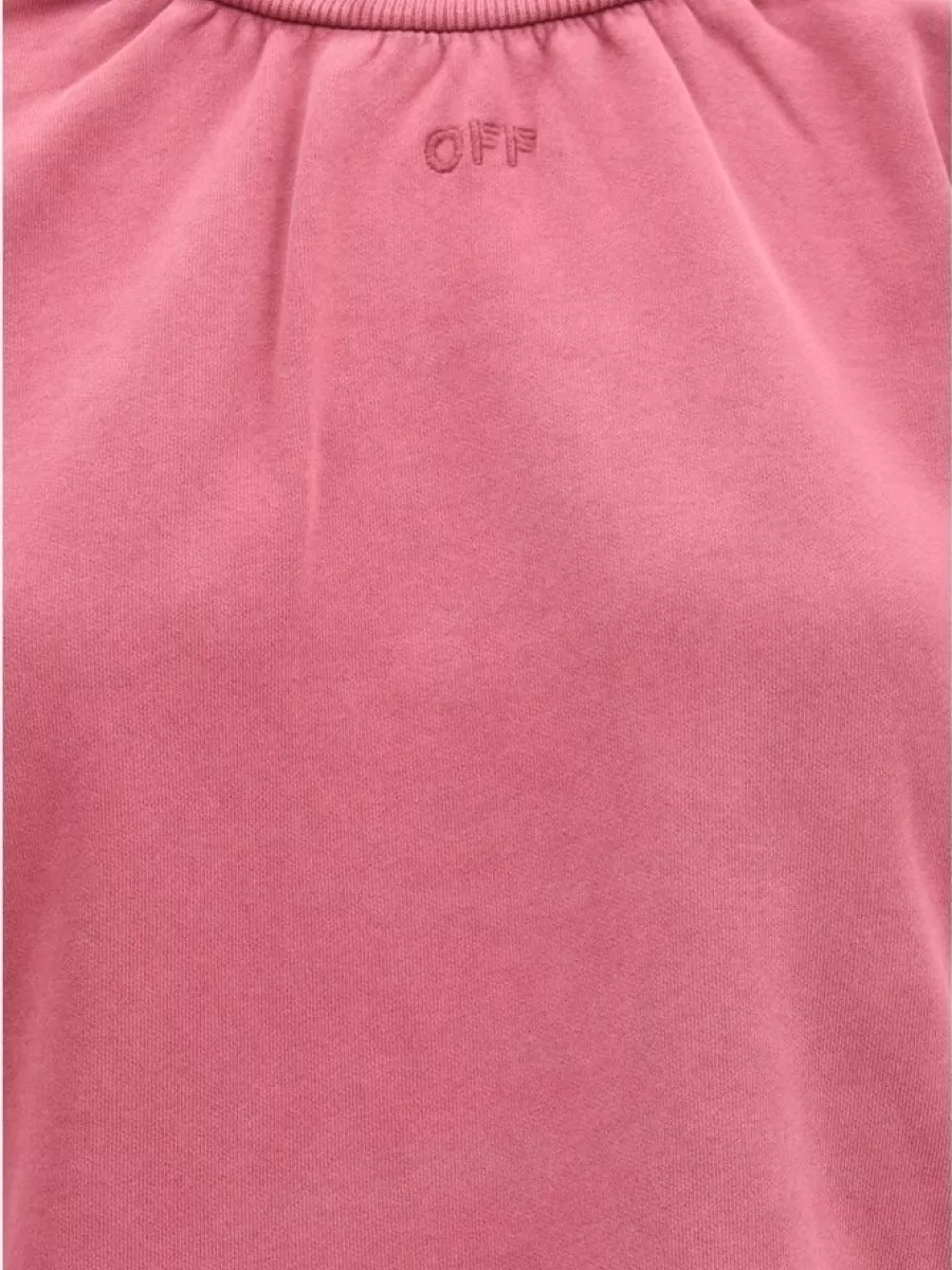 Off-White Cotton ribbed cropped balloon-sleeve sweatshirt