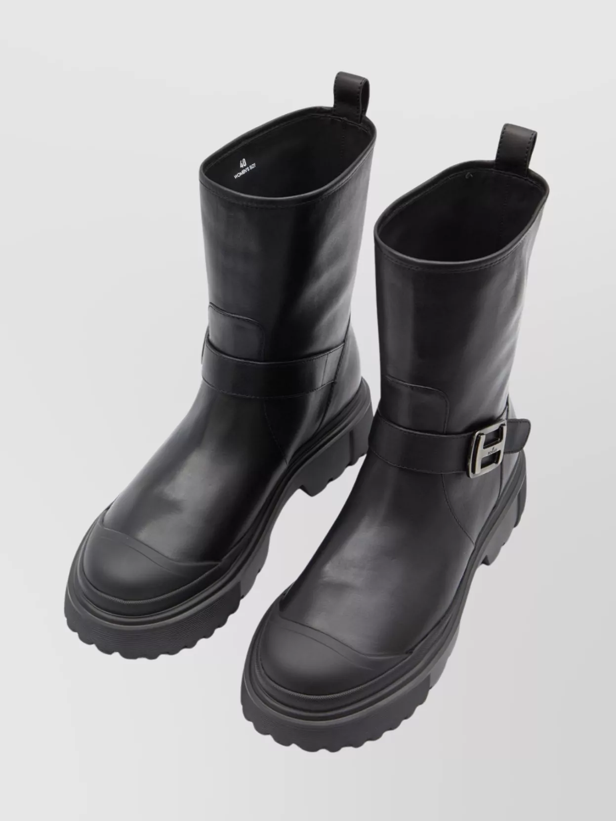 Hogan Biker Boots With Lug Rubber Sole In Black