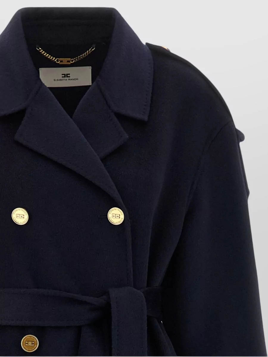 Elisabetta Franchi Wool Double-Breasted Belted Coat