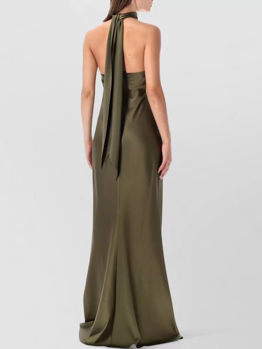 Ralph Lauren Satin Halterneck Sleeveless Maxi Dress