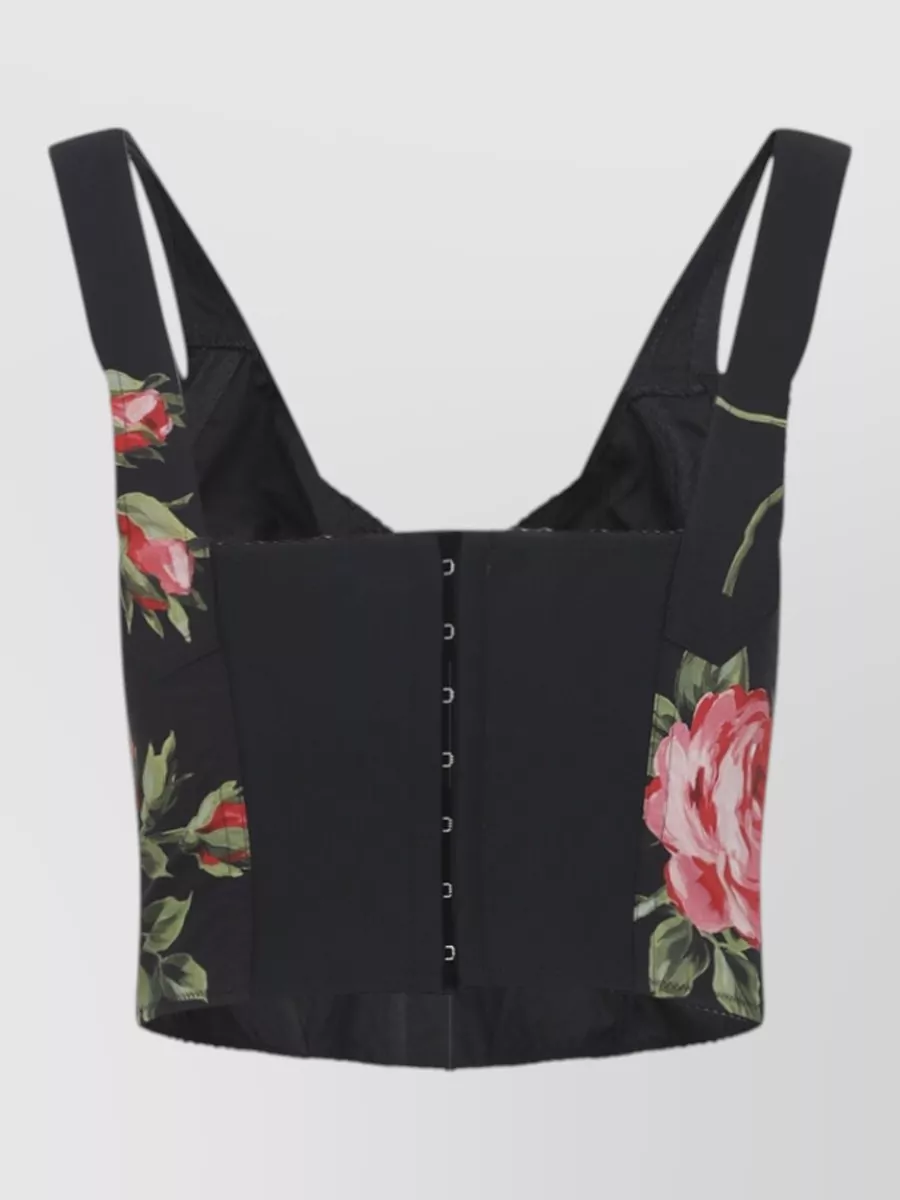 Dolce&Gabbana Sleeveless V Neck Cropped Floral Top