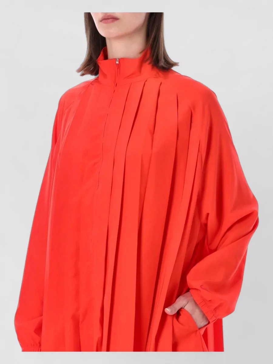 Nike Pleated High-Neck Long-Sleeve Mini Dress
