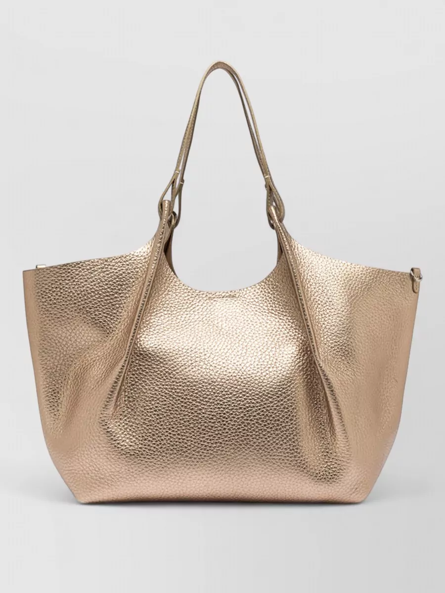 Gianni Chiarini Dua Textured Shoulder Bag Metallic Dual Handles