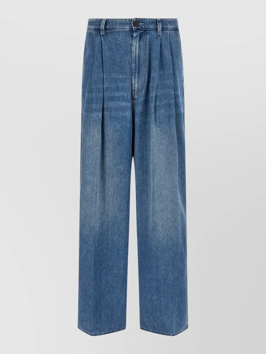 Marni denim high-rise double-pleated wide-leg jeans