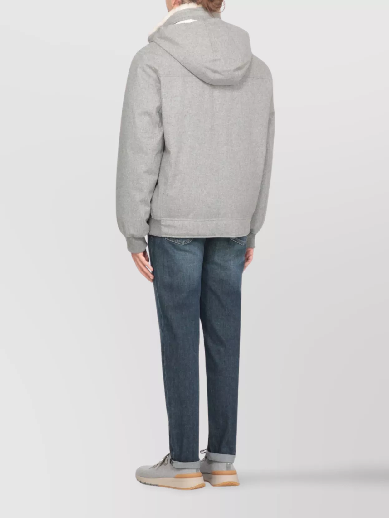 Brunello Cucinelli Insulated Wool Jacket Fur Collar