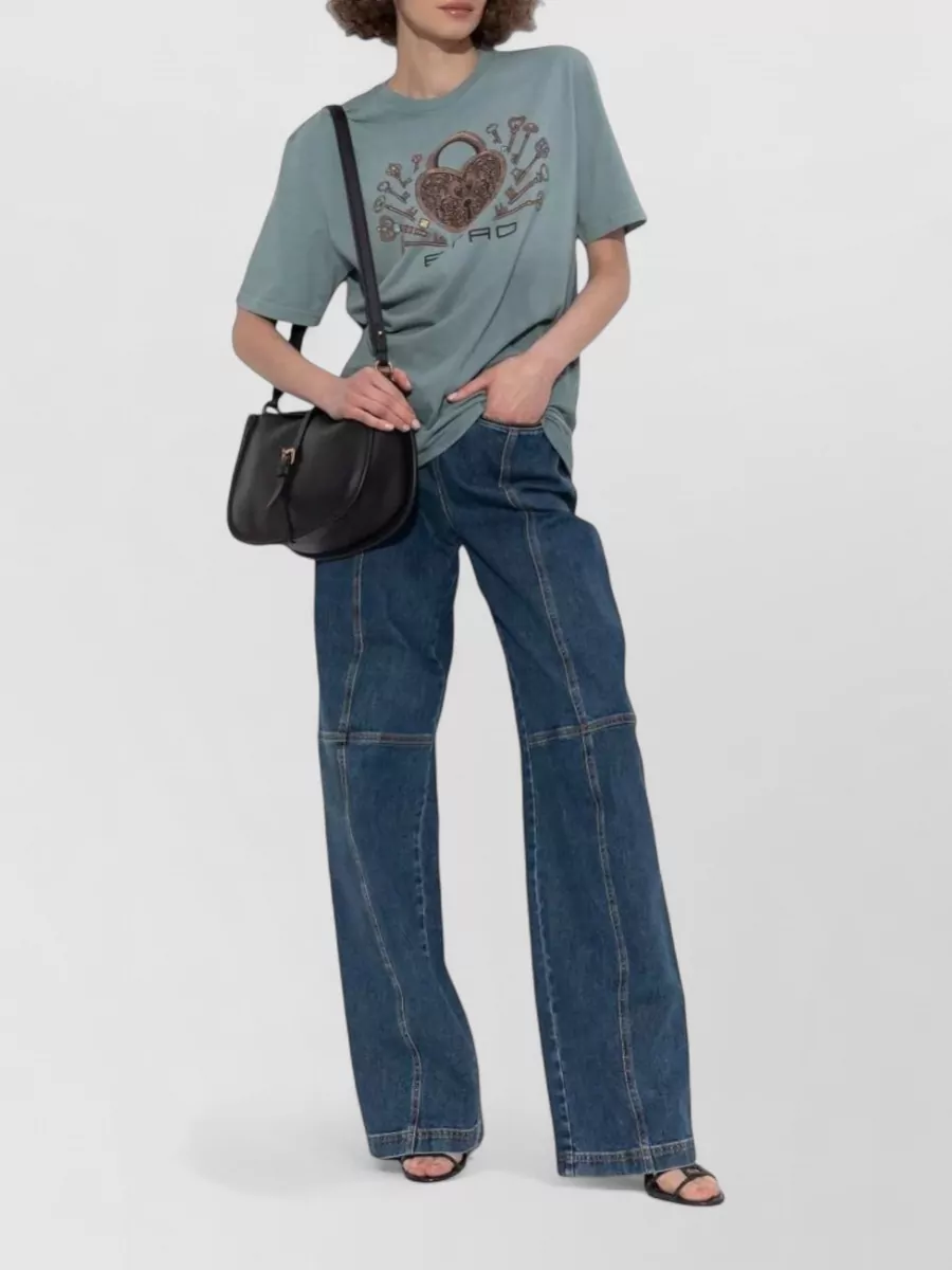 Etro Heart Graphic Crew Neck T Shirt Woman