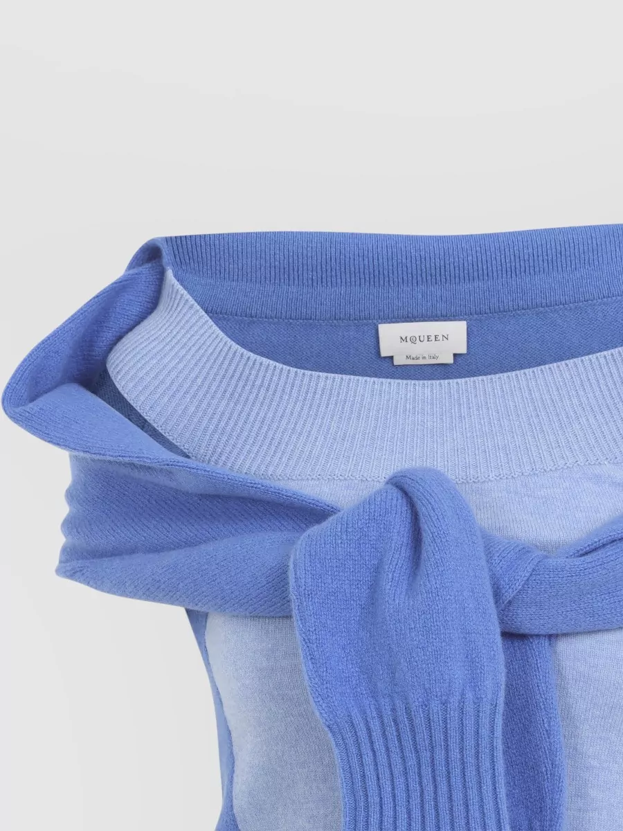Alexander Mcqueen Wool Ribbed Cutout Boat Neck Long-Sleeve Jumper