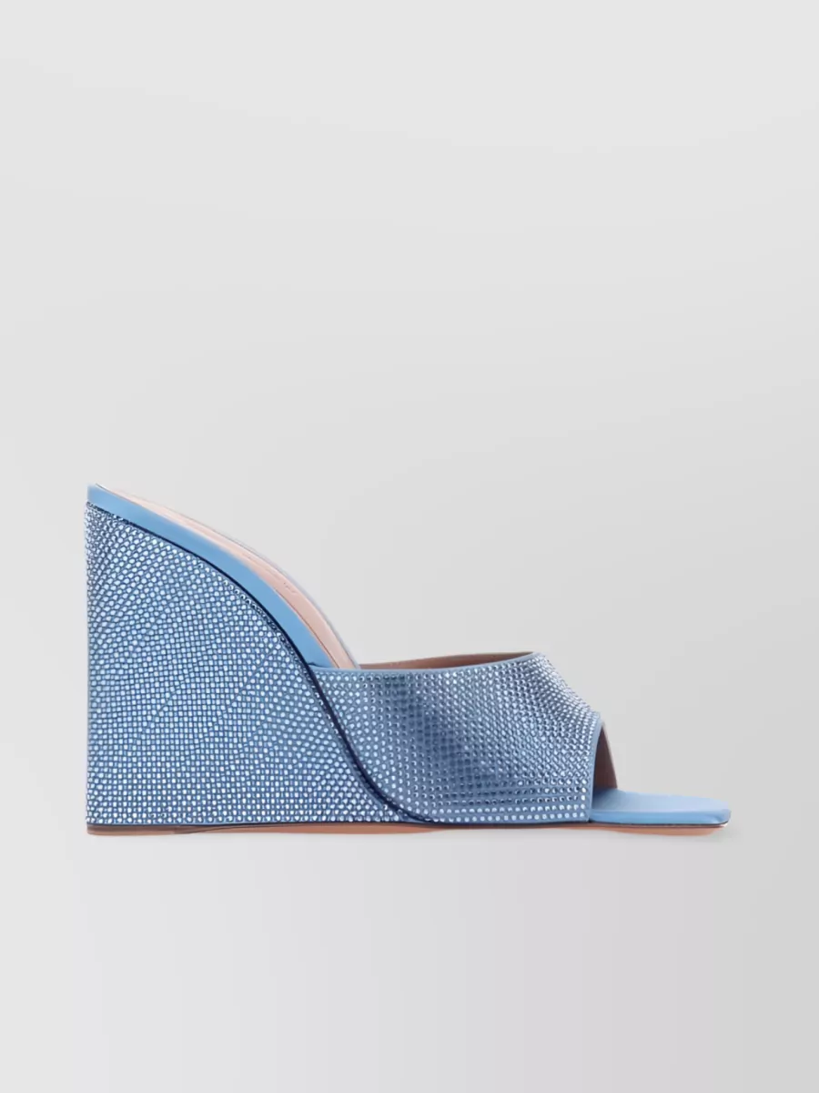 Shop Amina Muaddi Lupita 95mm Crystal-embellished Wedge Sandals In Blue