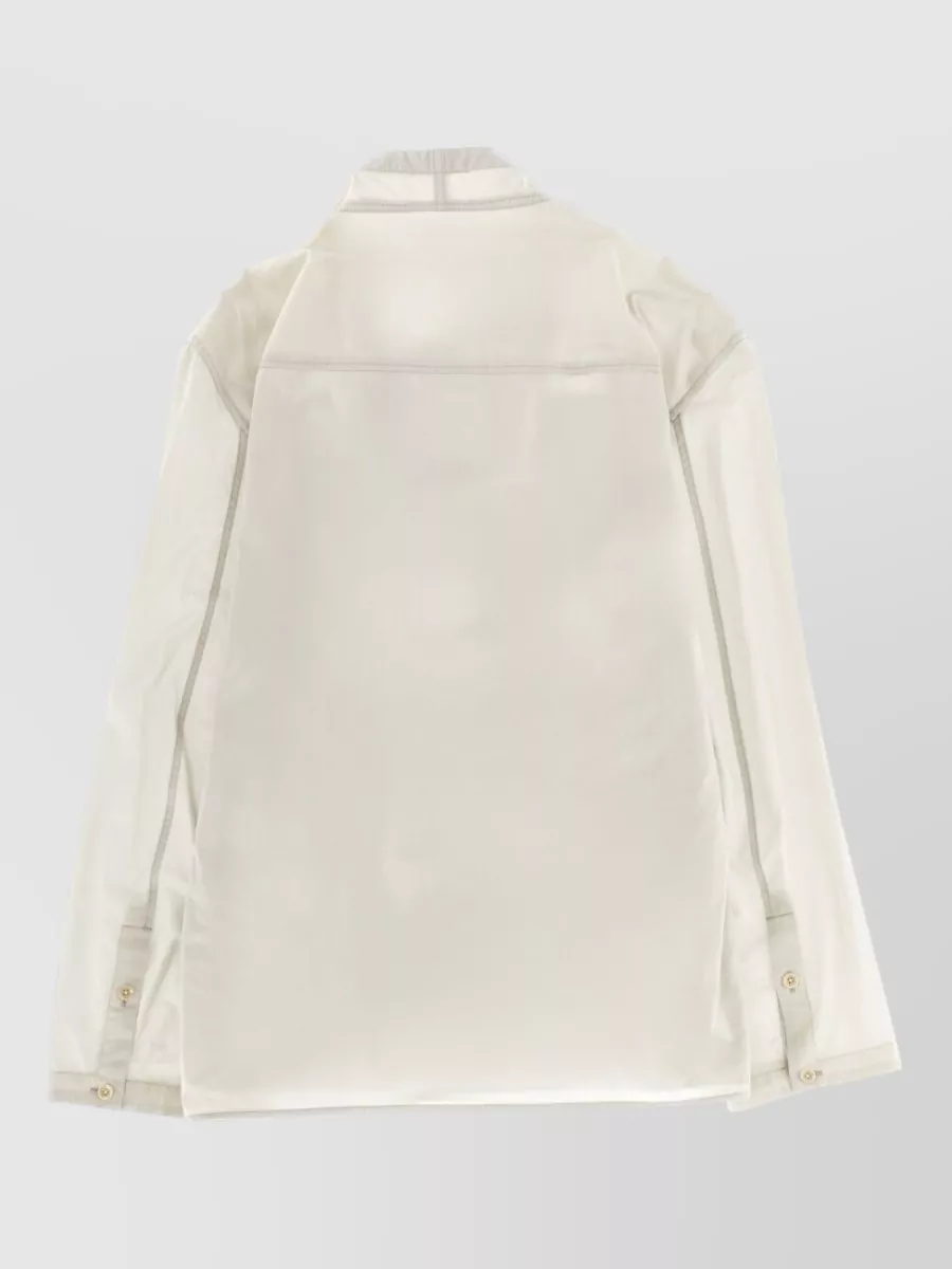 Lemaire Straight Top Vareuse Long Sleeves Drawstring Neck In White