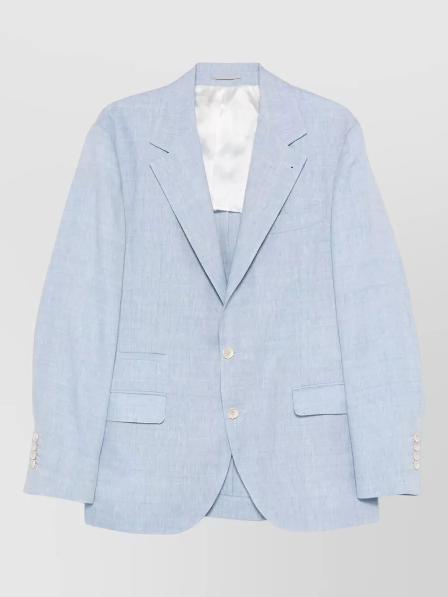 BRUNELLO CUCINELLI LINEN AND VIRGIN WOOL SINGLE-BREASTED BLAZER