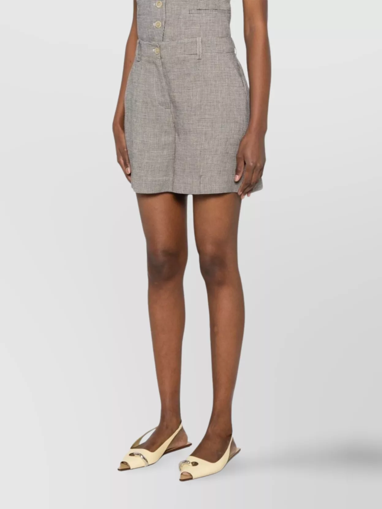 Parosh High Waist Checked Print Shorts