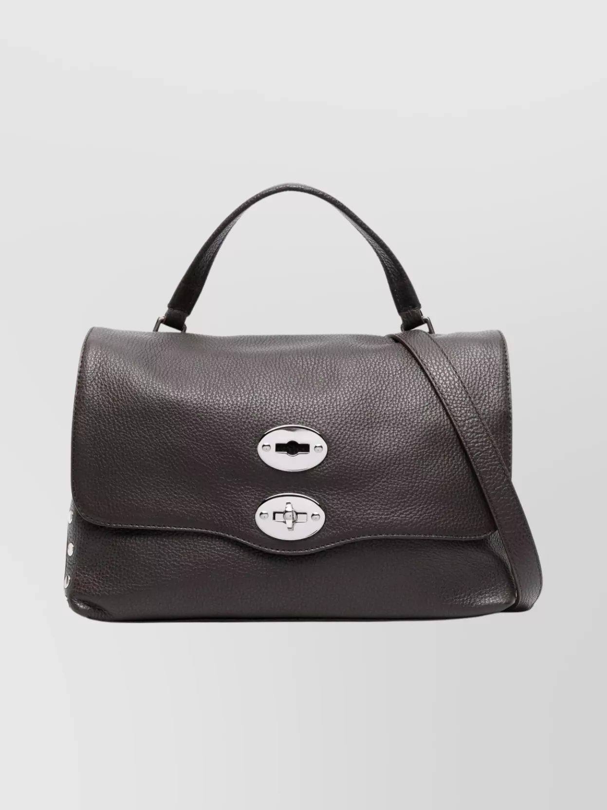 Zanellato Daily Clutch Bag With Top Handle And Studs In Brown