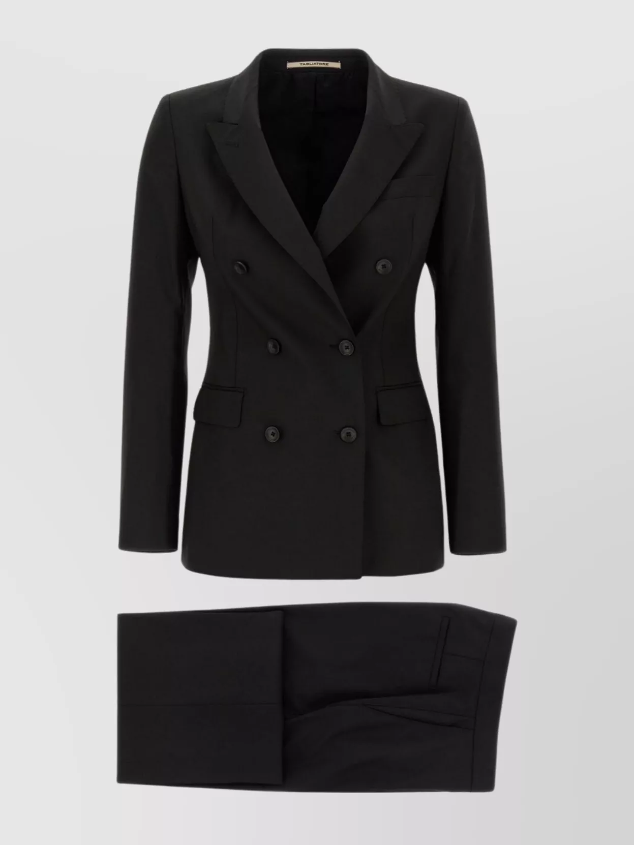 Tagliatore Double-breasted Wool Blend Suit With Tailored Trousers In Black