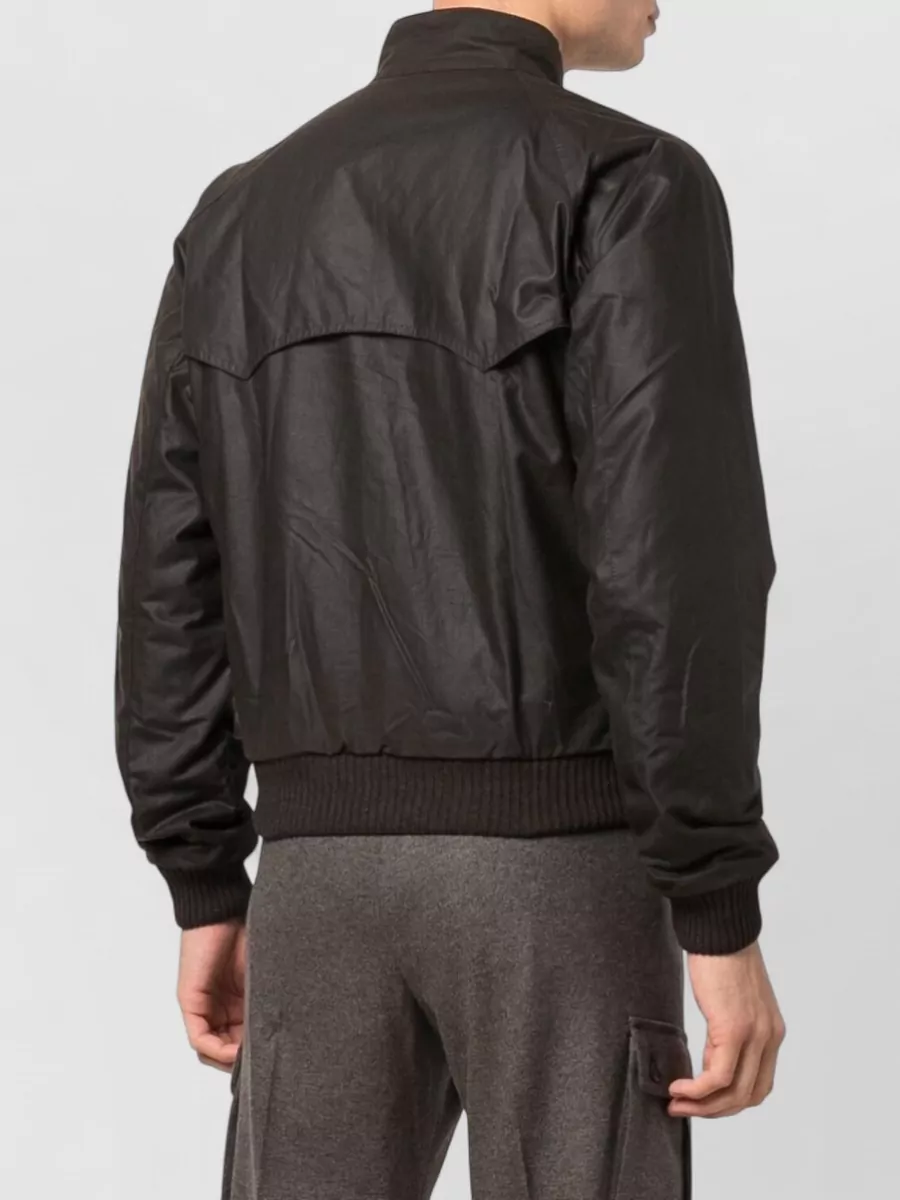 Barbour International Cotton Waxed Funnel Neck Bomber Jacket