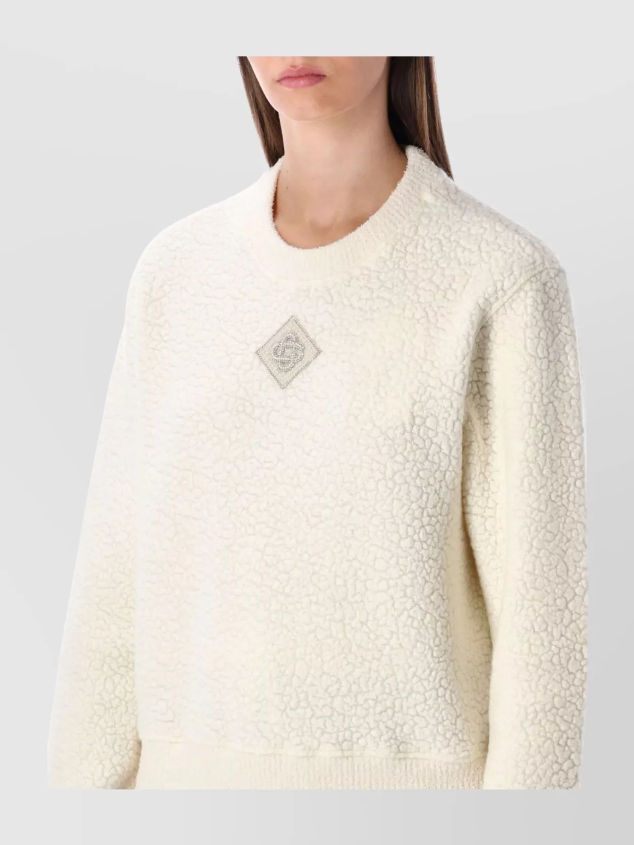 Casablanca Cashmere Blend Fleece Crewneck Top In Animal Print