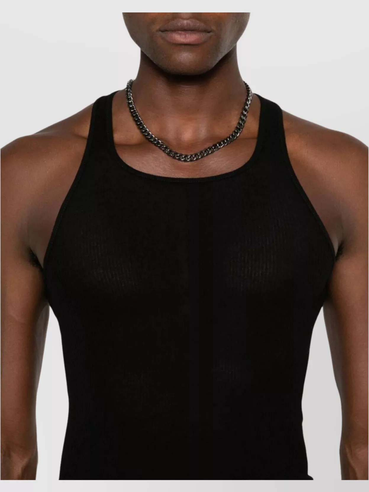 Rick Owens Curved Hem Racerback Ribbed Sleeveless Vest