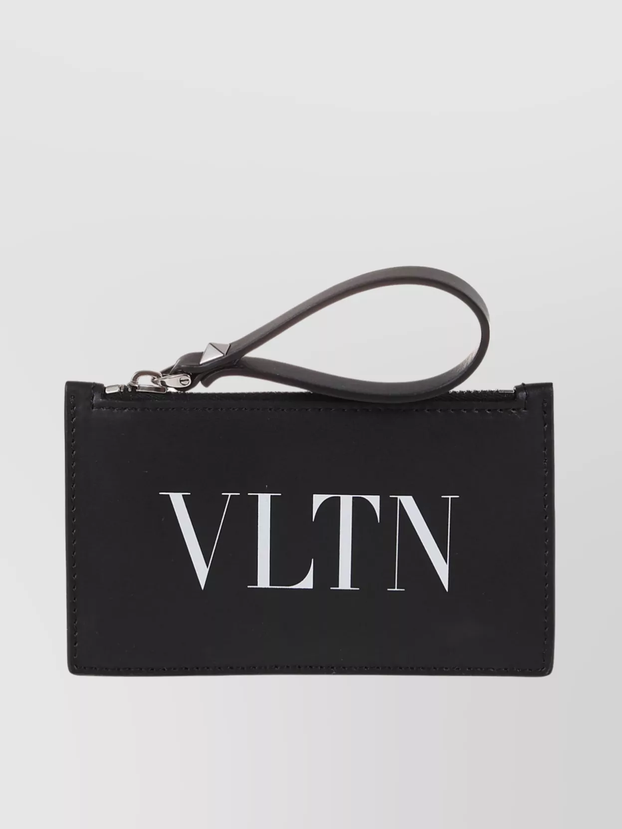 Shop Valentino Compact Leather Card Wallet In Black